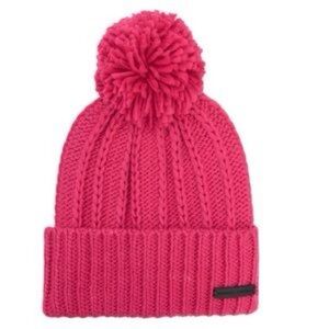 ‼️RARE‼️🎸REBECCA MINKOFF🎸🔥NWT🔥Ribbed Beanie w Poof in Pink
